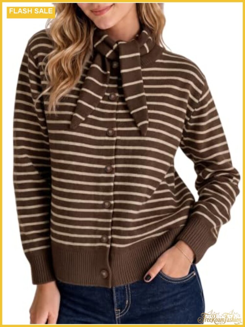 Women's Cardigan Sweater Knit Button Down Long Sleeve with Detachable Scarf